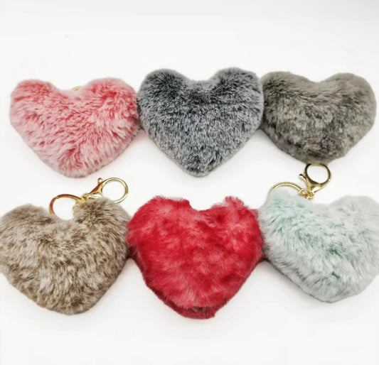 Small Fluffy Heart Keychain