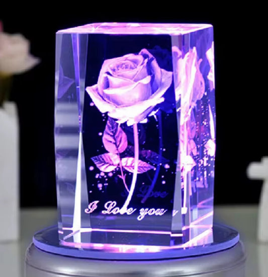 Glass 3D Rose - Lavender