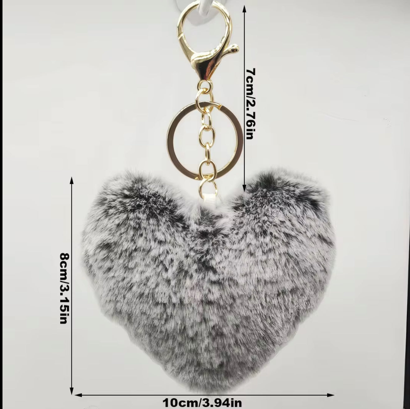 Small Fluffy Heart Keychain