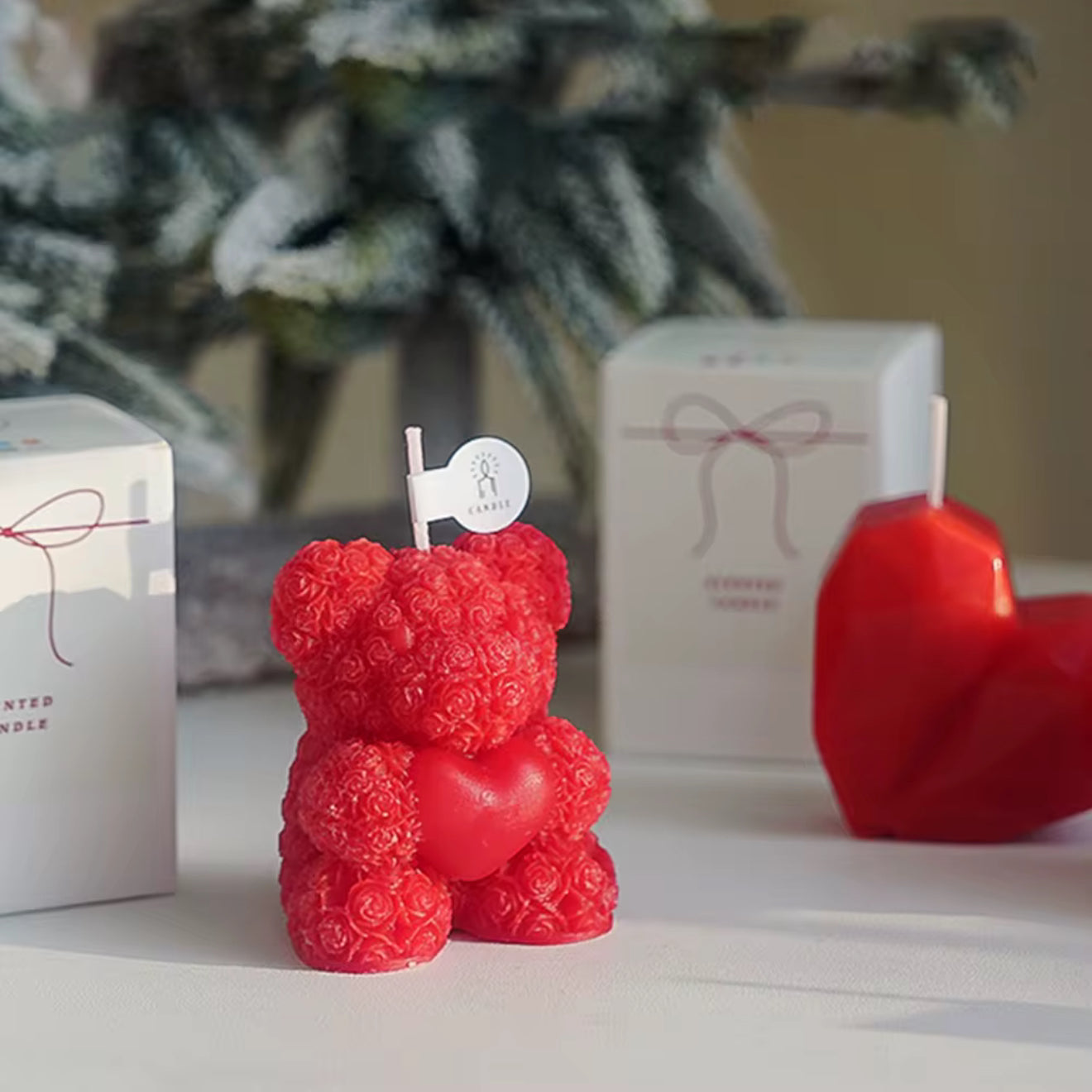 Small Scented Rose Bear Candle